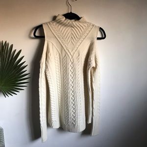 Aqua Cashmere Cold Shoulder Sweater